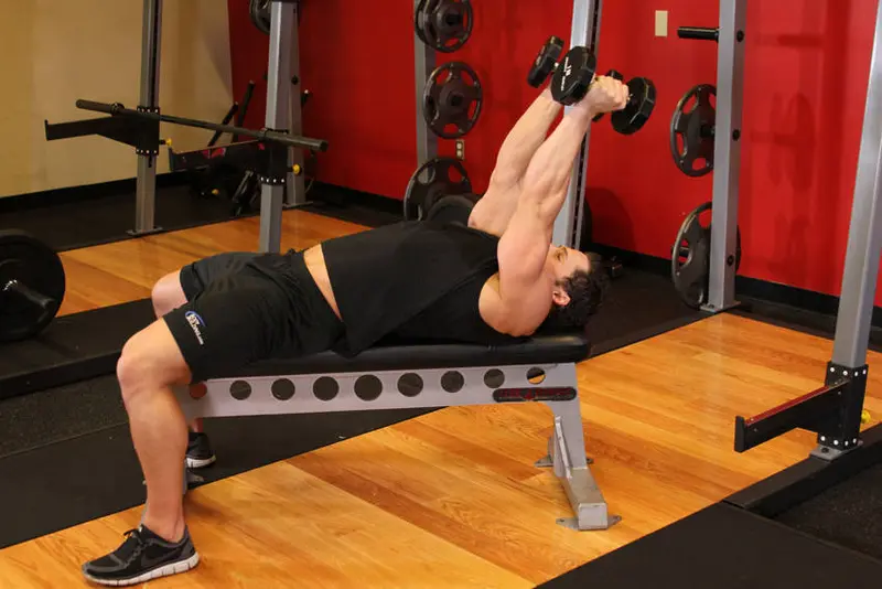 Lying Dumbbell Tricep Extension — finish position