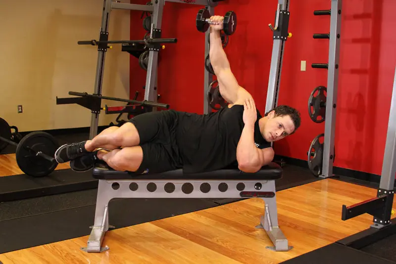 Lying One-Arm Lateral Raise — finish position