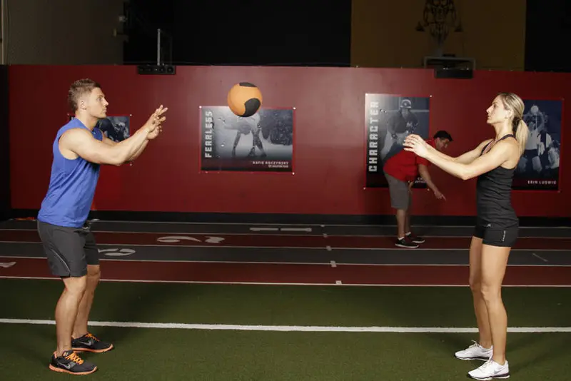 Medicine Ball Chest Pass — finish position