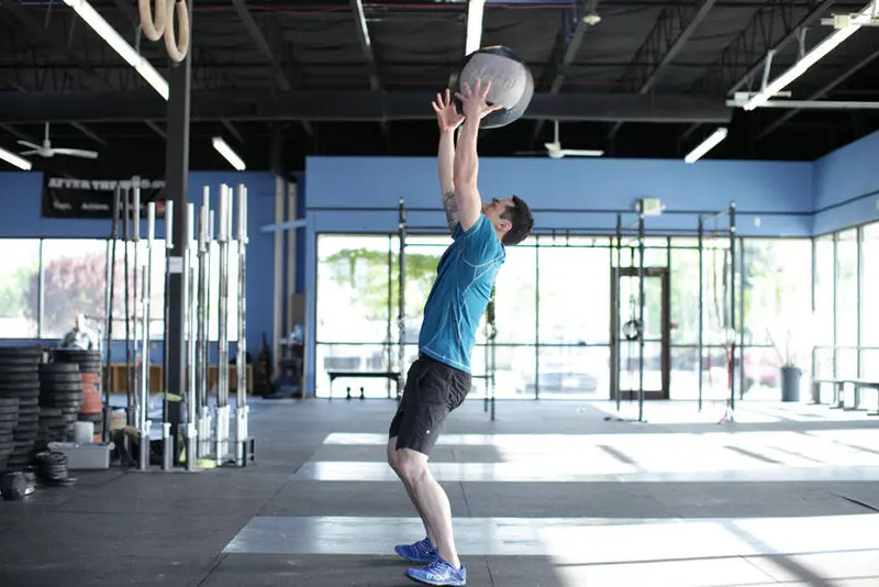 Medicine Ball Scoop Throw — finish position