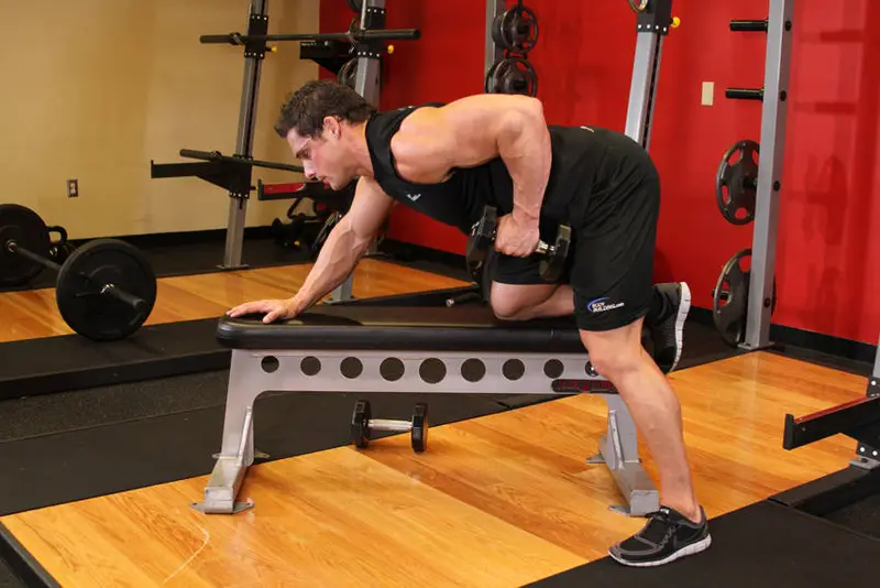 One-Arm Dumbbell Row — finish position