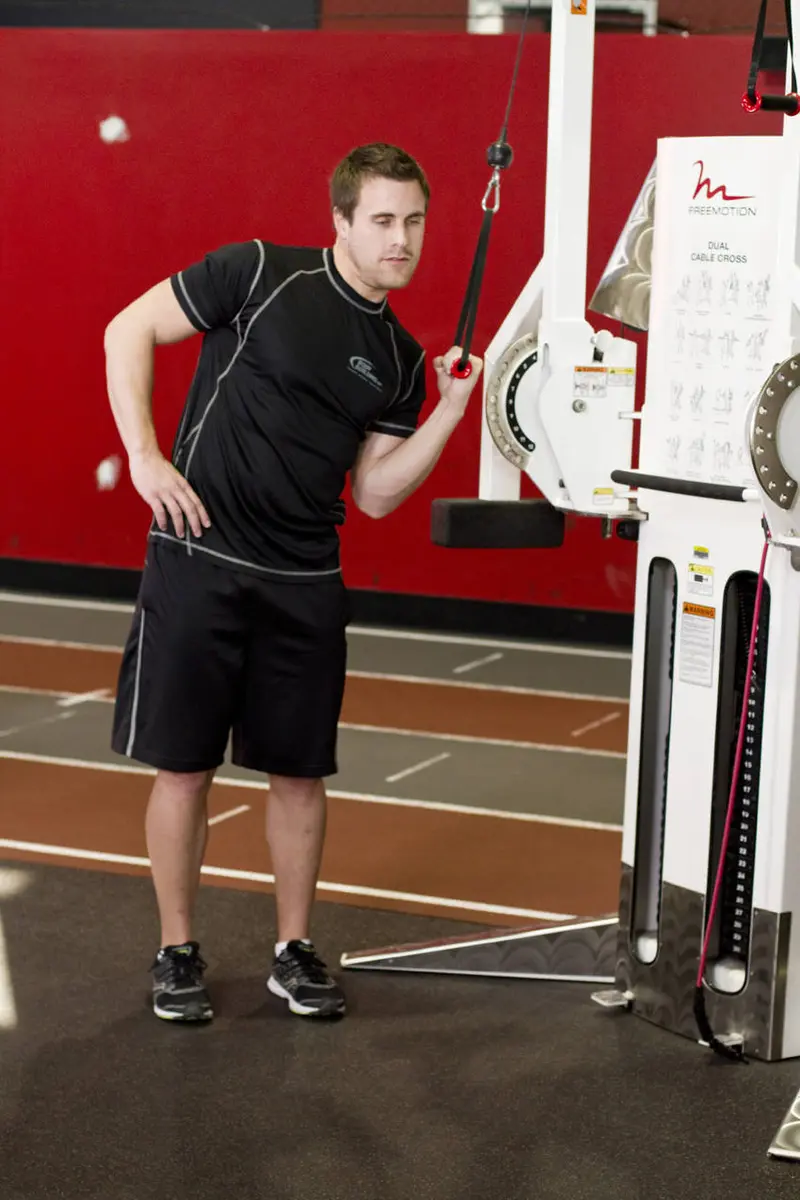 One-Arm High-Pulley Cable Side Bends — finish position