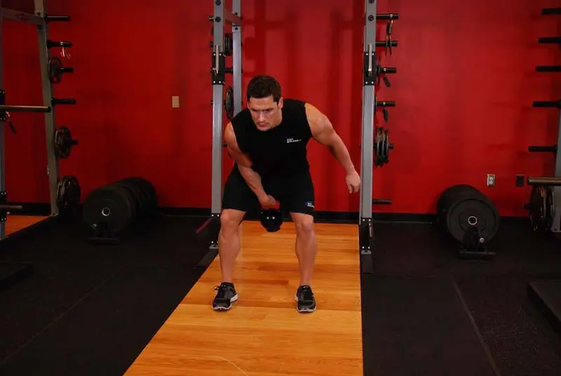 One-Arm Kettlebell Clean — finish position