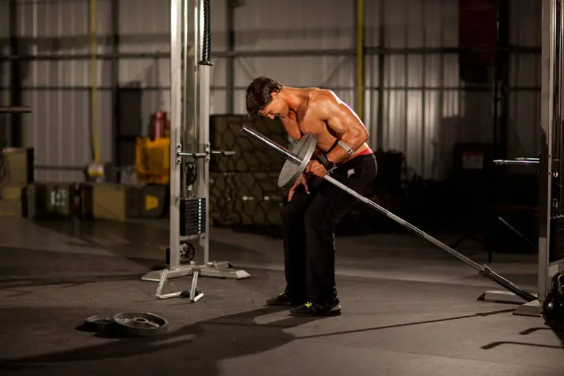 One-Arm Long Bar Row — finish position