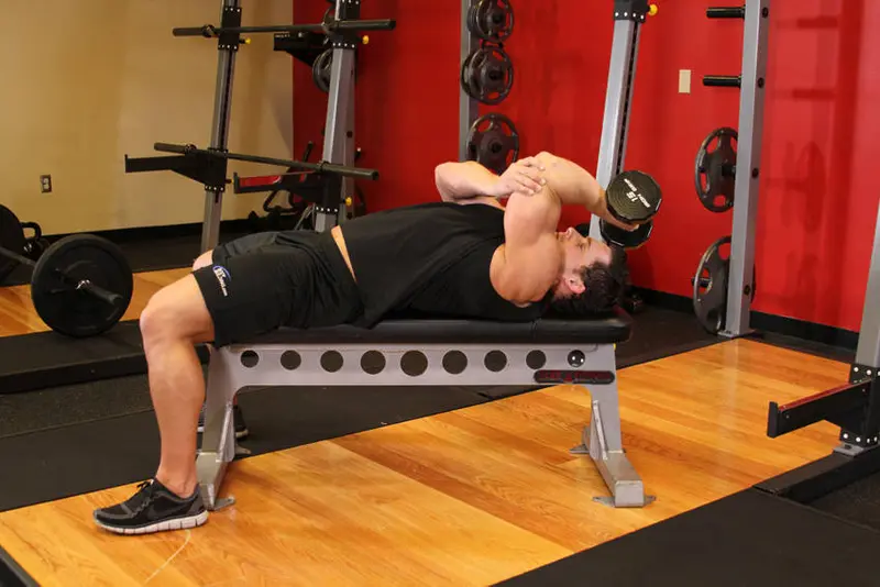 One Arm Pronated Dumbbell Triceps Extension — finish position