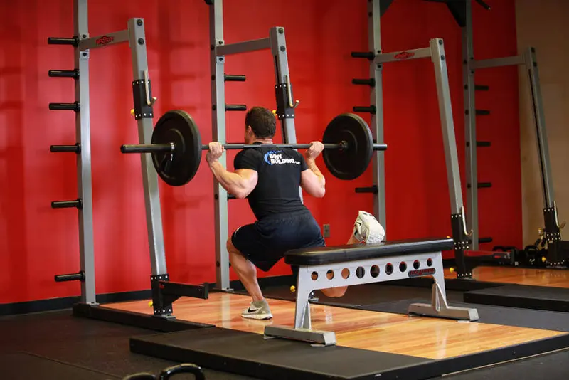One Leg Barbell Squat — finish position