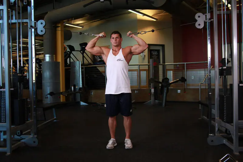 Overhead Cable Curl — finish position