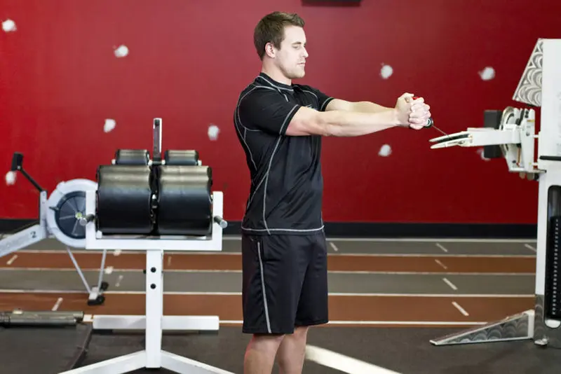 Pallof Press With Rotation — finish position