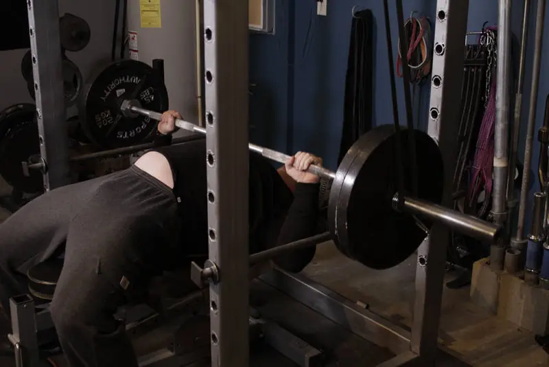 Reverse Band Bench Press — finish position