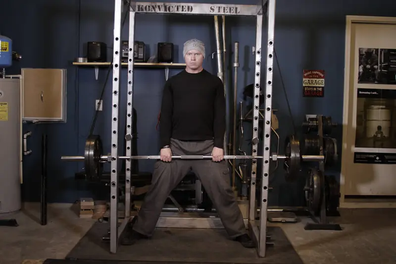 Reverse Band Sumo Deadlift — finish position