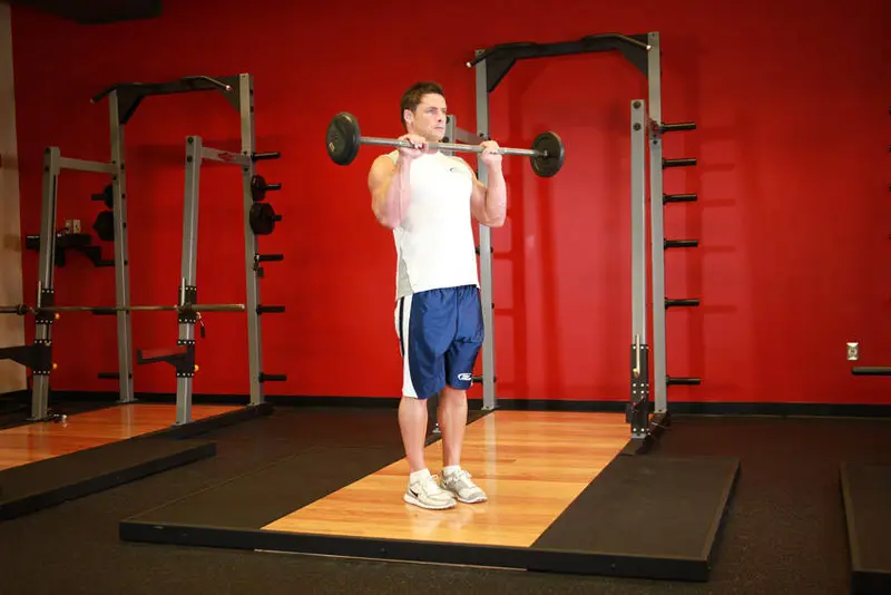 Reverse Barbell Curl — finish position