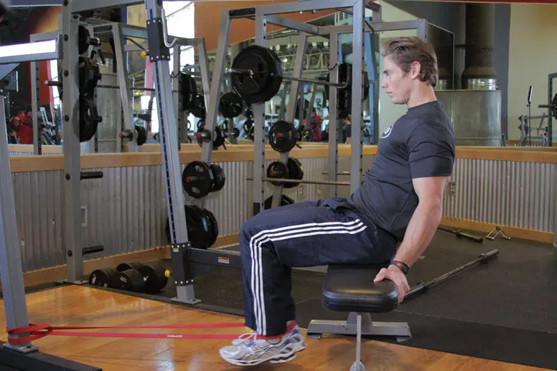 Seated Band Hamstring Curl — finish position