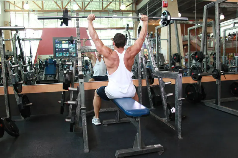 Seated Barbell Military Press — finish position