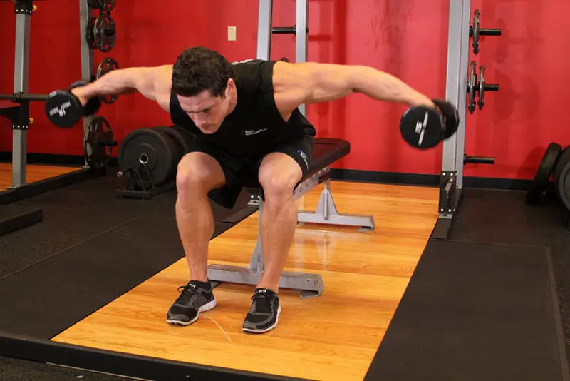 Seated Bent-Over Rear Delt Raise — finish position