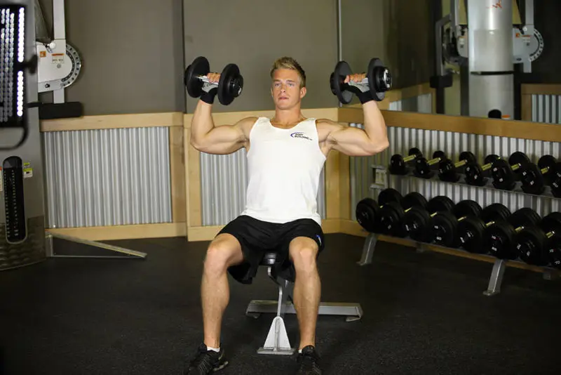 Seated Dumbbell Press — finish position