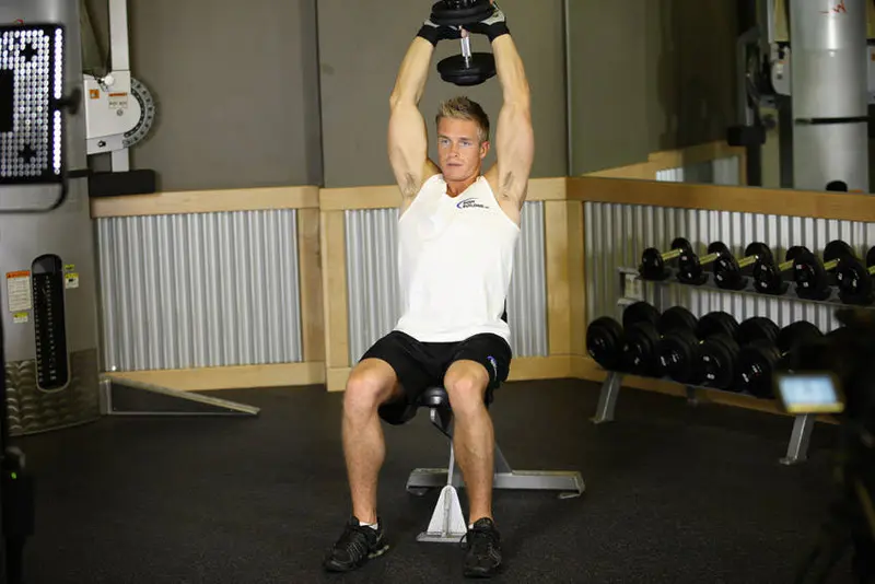 Seated Triceps Press — finish position