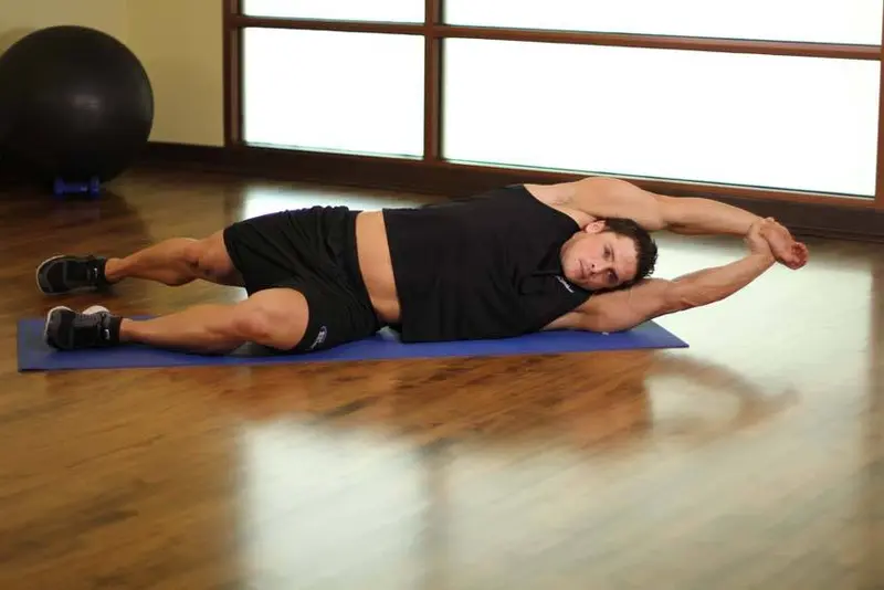 Side-Lying Floor Stretch — finish position