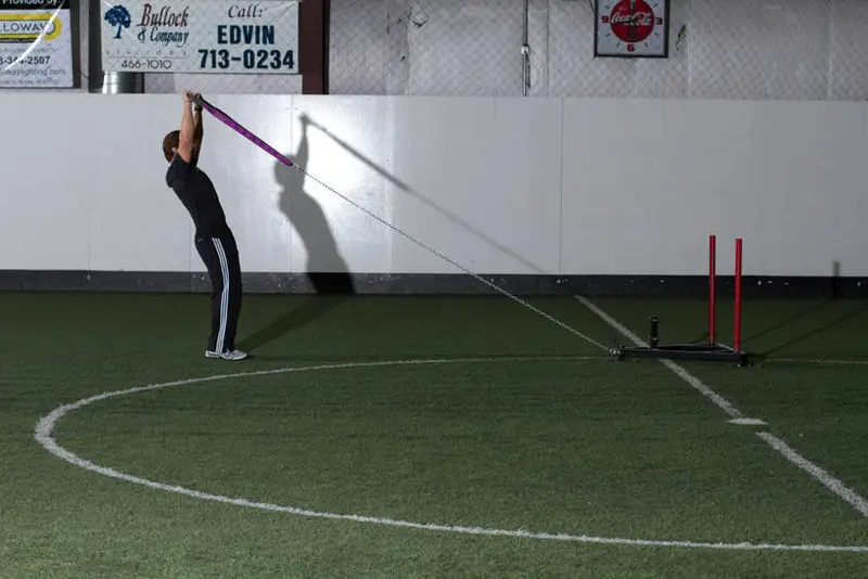 Sled Overhead Backward Walk — finish position