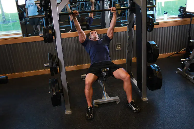 Smith Incline Shoulder Raise — finish position