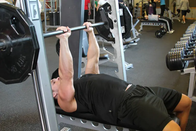 Smith Machine Close-Grip Bench Press — finish position