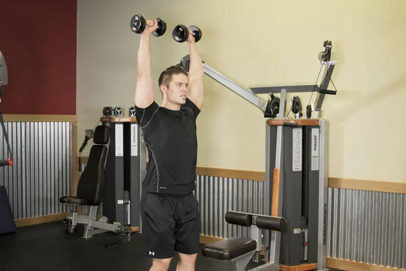 Standing Dumbbell Press — finish position