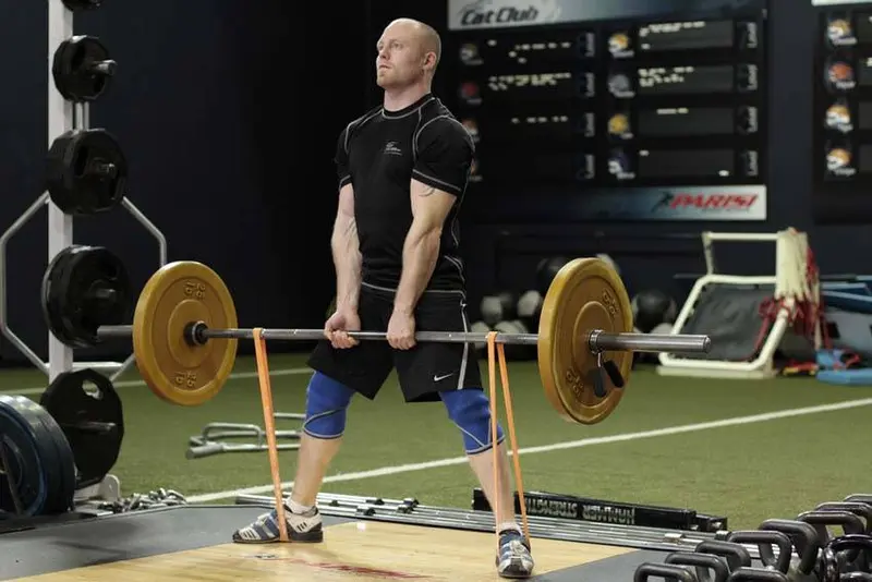 Sumo Deadlift with Bands — finish position
