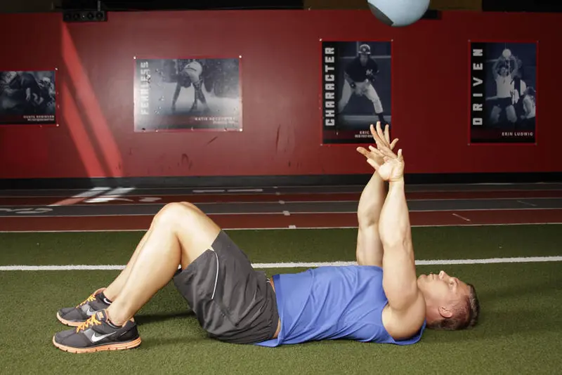 Supine Chest Throw — finish position