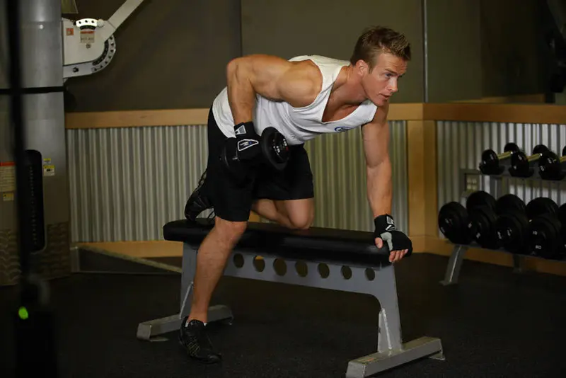 Tricep Dumbbell Kickback — finish position