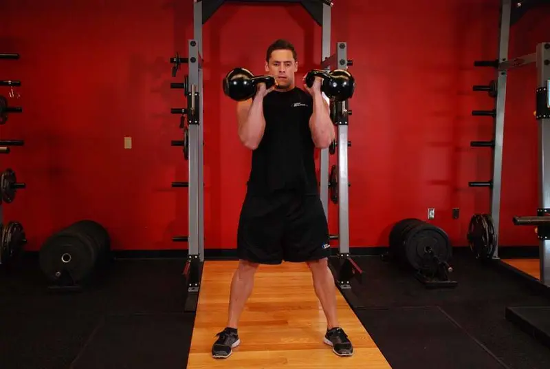 Two-Arm Kettlebell Clean — finish position