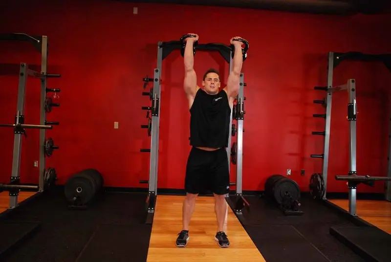 Two-Arm Kettlebell Jerk — finish position