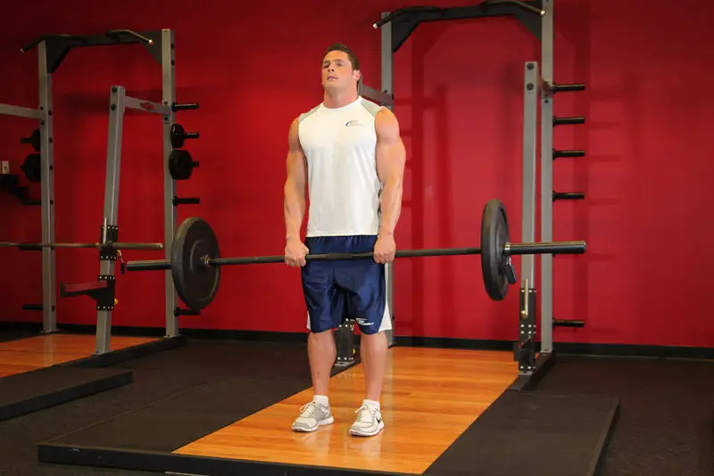 Upright Barbell Row — finish position