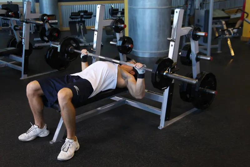 Wide-Grip Barbell Bench Press — finish position