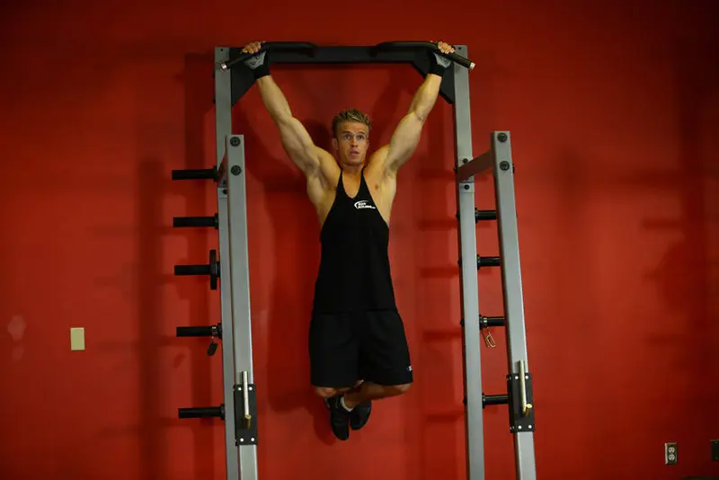 Wide-Grip Rear Pull-Up — finish position